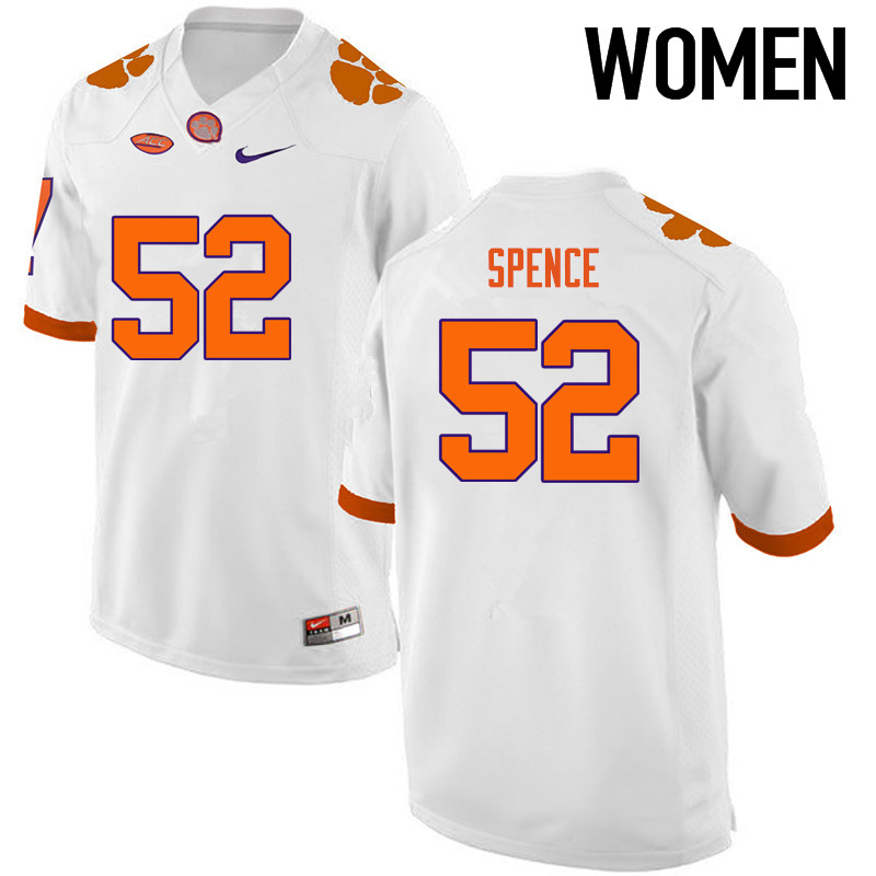 Women Clemson Tigers #52 Austin Spence College Football Jerseys-White